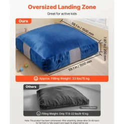 VEVOR Crash Pad, 5 x 5 ft Crash Pad for Kids Sensory with Foam Blocks and Washable Cover, Giant Pillow Mat Large Soft Foam Landing Zone, Sensory Room Equipment for Children Jumping, Relaxing & Play