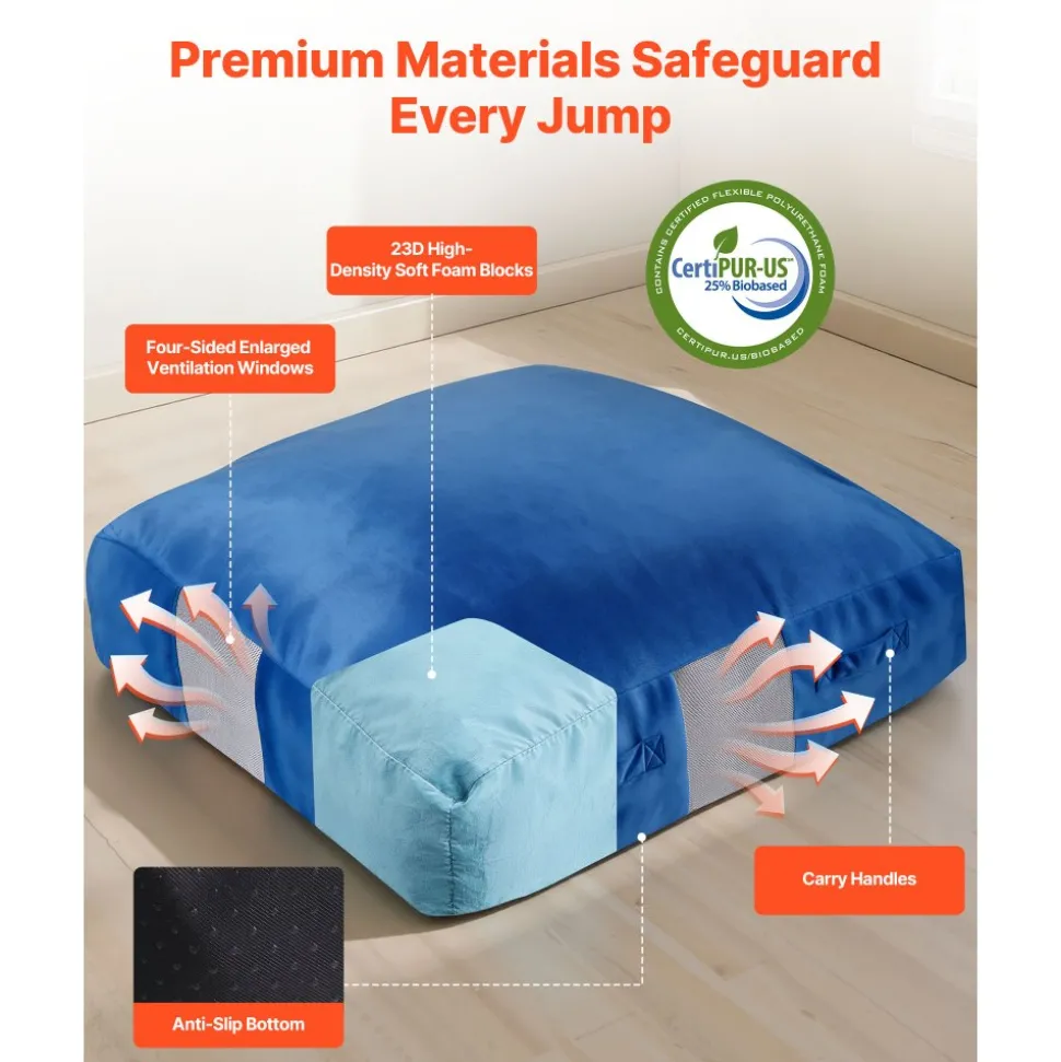 VEVOR Crash Pad, 5 x 5 ft Crash Pad for Kids Sensory with Foam Blocks and Washable Cover, Large Soft Foam Landing Zone Giant Pillow Mat, Sensory Room Equipment for Children Jumping, Relaxing & Play
