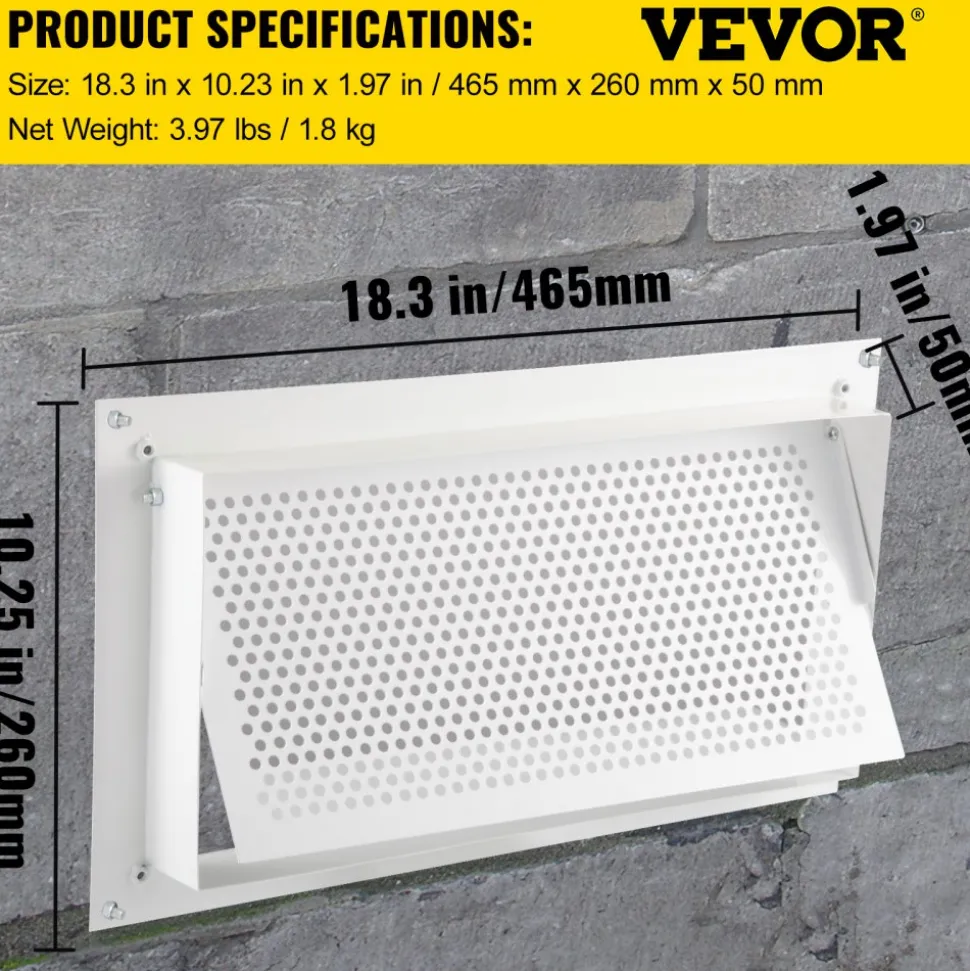VEVOR Crawl Space Flood Vent Foundation Flood Vent 8"Height x 16"Width Wall Vent