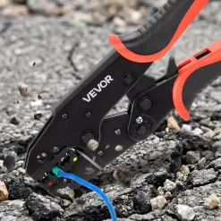VEVOR Crimping Tool, 22-10 AWG Ratcheting Wire Crimper Tool, Labor-Saving Electrical Terminal Crimp Pliers with Clear Metric & AWG Markings, Quick Release, Adjustable Force for Multiple Terminals
