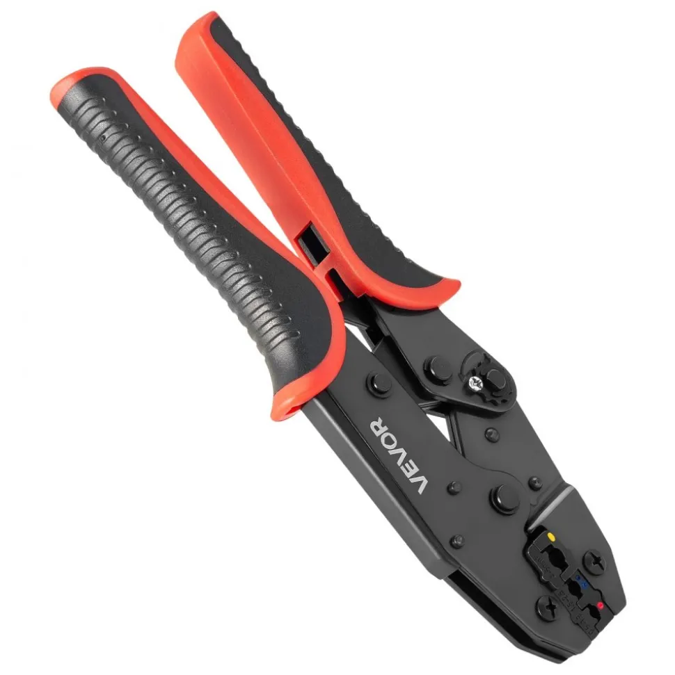 VEVOR Crimping Tool, 22-10 AWG Ratcheting Wire Crimper Tool, Labor-Saving Electrical Terminal Crimp Pliers with Clear Metric & AWG Markings, Quick Release, Adjustable Force for Multiple Terminals