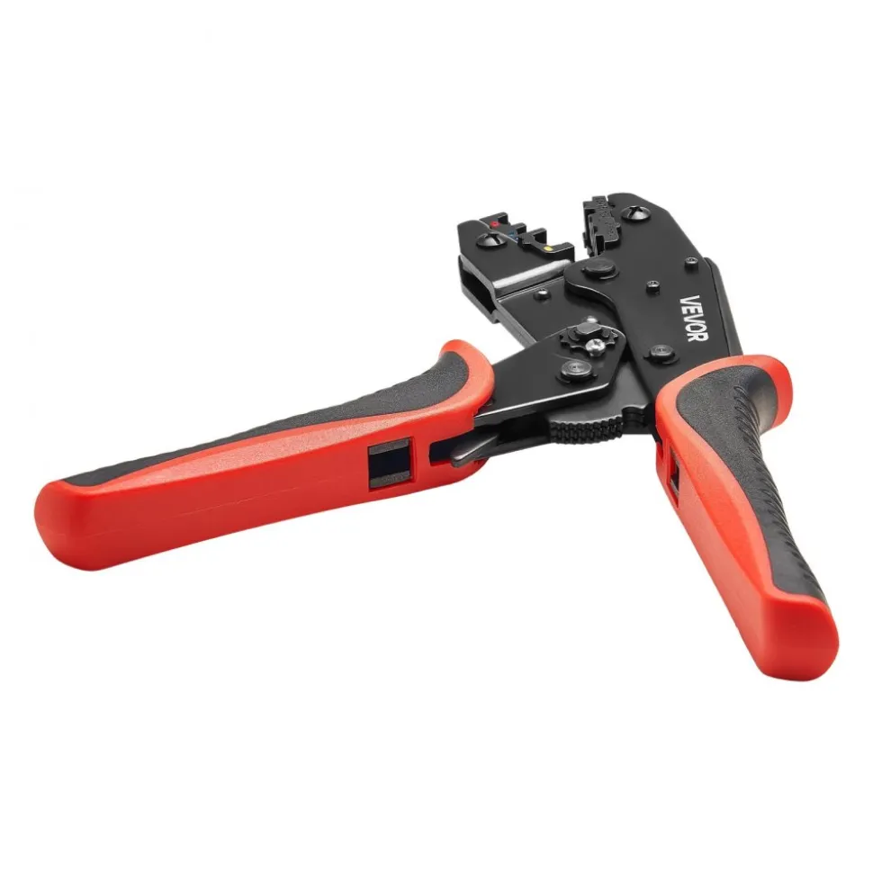 VEVOR Crimping Tool, 22-10 AWG Ratcheting Wire Crimper Tool, Labor-Saving Electrical Terminal Crimp Pliers with Clear Metric & AWG Markings, Quick Release, Adjustable Force for Multiple Terminals