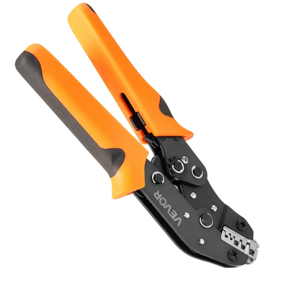 VEVOR Crimping Tool, 24-10 AWG Ratcheting Wire Crimper Tool, Labor-Saving Electrical Terminal Crimp Pliers with Clear Metric & AWG Markings, Quick Release, Adjustable Pressure for Multiple Terminals