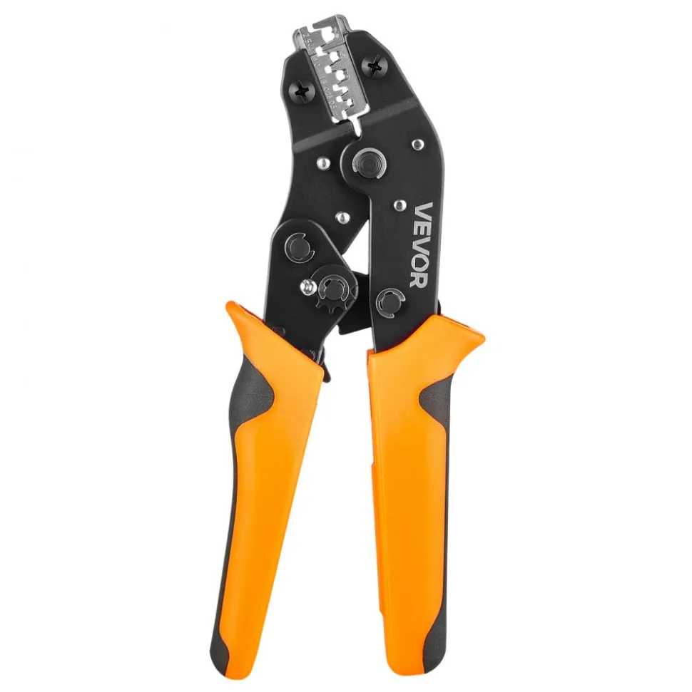 VEVOR Crimping Tool, 24-10 AWG Ratcheting Wire Crimper Tool, Labor-Saving Electrical Terminal Crimp Pliers with Clear Metric & AWG Markings, Quick Release, Adjustable Pressure for Multiple Terminals