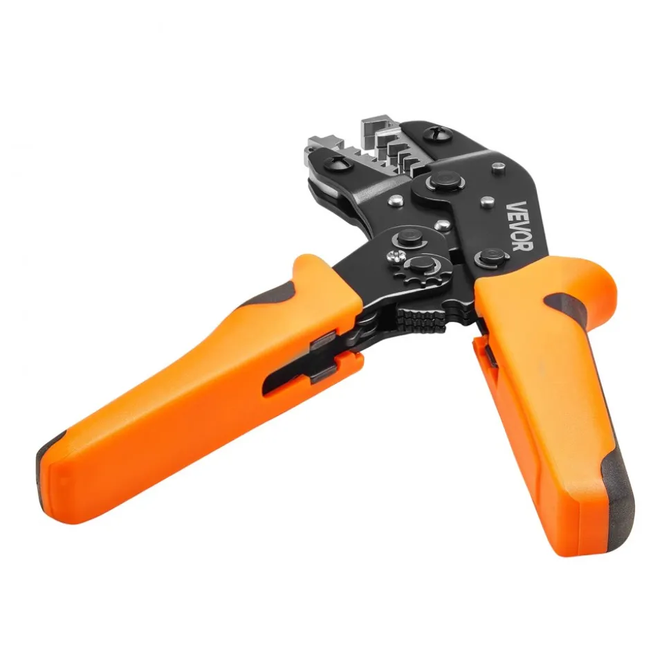 VEVOR Crimping Tool, 24-10 AWG Ratcheting Wire Crimper Tool, Labor-Saving Electrical Terminal Crimp Pliers with Clear Metric & AWG Markings, Quick Release, Adjustable Pressure for Multiple Terminals