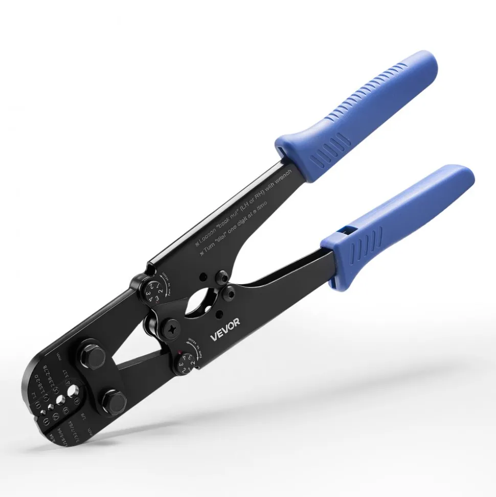 VEVOR Crimping Tool, 3/64" - 1/8" Steel Wire Rope Crimper, with Clear Metric and Imperial Markings, Adjustable Force, Crimp Pliers for Aluminum Oval and Dual Sleeves, and Annealed Copper Sleeves