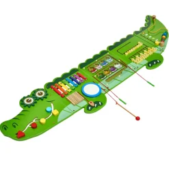 VEVOR Crocodile Activity Wall Busy Board, 9 Activities, Montessori Sensory Wall Panels Toy for Kids Ages 3-12, Interactive Learning Activity Center, Great for Toddler, Playroom, Nursery, Classroom