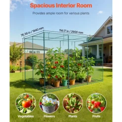 VEVOR Crop Cage, 9.5 x 6.36 x 6.36 ft Plant Protection Tent with Zippered Door, Wind-Resistant Tall Crop Cage, Easy to Install, Outdoor Raised Bed Cover, Tomato Plant Netting for Garden Patio Lawn