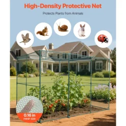 VEVOR Crop Cage, 9.5 x 6.36 x 6.36 ft Plant Protection Tent with Zippered Door, Wind-Resistant Tall Crop Cage, Easy to Install, Outdoor Raised Bed Cover, Tomato Plant Netting for Garden Patio Lawn