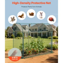 VEVOR Crop Cage, 5.9 x 2.98 x 4.9 ft Plant Protection Tent with Zippered Door, Wind-Resistant Tall Crop Cage, Easy to Install, Outdoor Raised Bed Cover with Frame, Plant Netting for Garden Patio Lawn