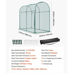VEVOR Crop Cage, 5.9 x 2.98 x 4.9 ft Plant Protection Tent with Zippered Door, Wind-Resistant Tall Crop Cage, Easy to Install, Outdoor Raised Bed Cover with Frame, Plant Netting for Garden Patio Lawn