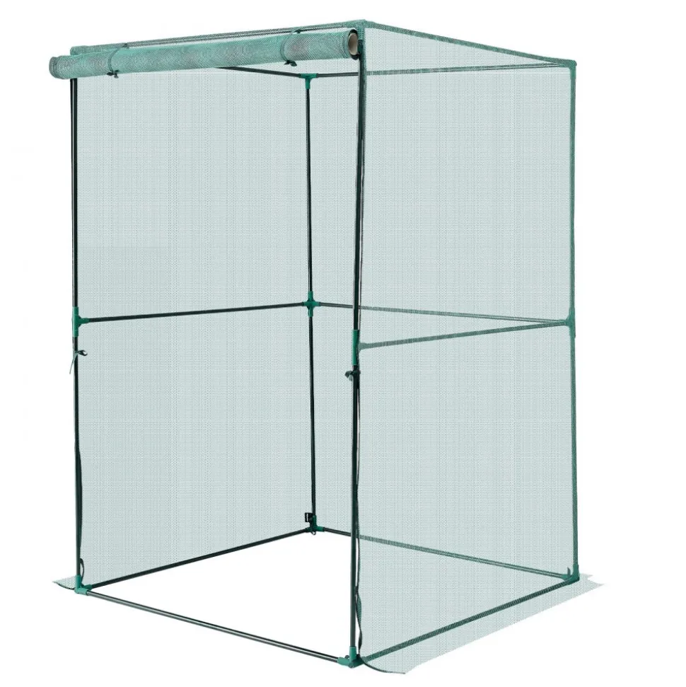 VEVOR Crop Cage, 3.9 x 3.9 x 5.9 ft Plant Protection Tent with Zippered Door, Wind-Resistant Tall Crop Cage, Easy to Install, Outdoor Raised Bed Cover, Tomato Plant Netting for Garden Patio Lawn