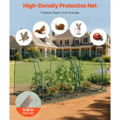 VEVOR Crop Cage, 8.1 x 3.9 x 3.9 ft Plant Protection Tent with Zippered Door, Wind-Resistant Tall Crop Cage, Easy to Install, Outdoor Raised Bed Cover with Frame, Plant Netting for Garden Patio Lawn
