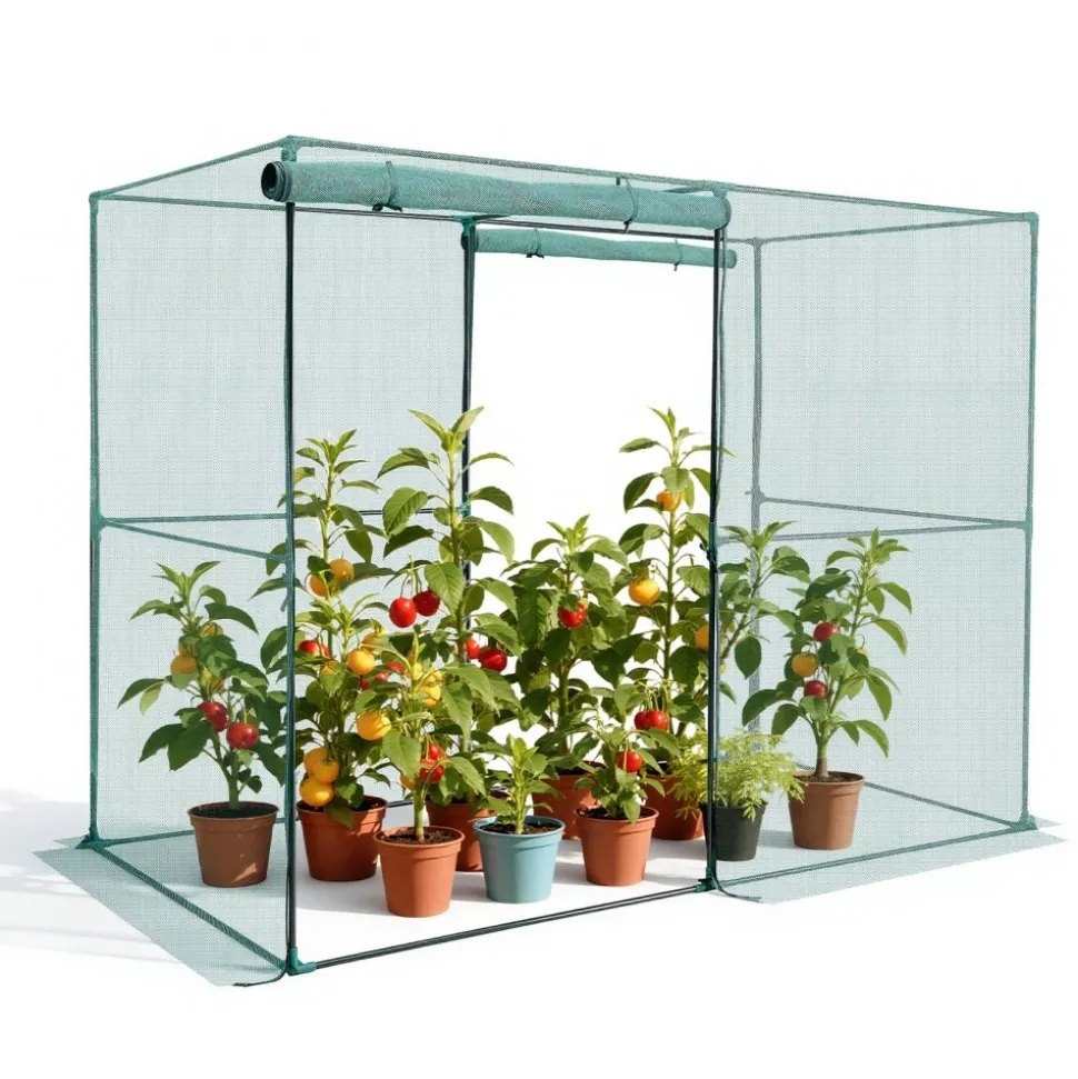 VEVOR Crop Cage, 7.8 x 3.9 x 5.9 ft Plant Protection Tent with Zippered Door, Wind-Resistant Tall Crop Cage, Easy to Install, Outdoor Raised Bed Cover, Tomato Plant Netting for Garden Patio Lawn