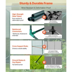 VEVOR Crop Cage, 7.8 x 3.9 x 5.9 ft Plant Protection Tent with Zippered Door, Wind-Resistant Tall Crop Cage, Easy to Install, Outdoor Raised Bed Cover, Tomato Plant Netting for Garden Patio Lawn