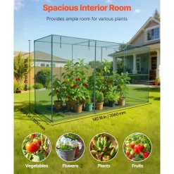 VEVOR Crop Cage, 11.6 x 3.9 x 6.3 ft Plant Protection Tent with Zippered Door, Wind-Resistant Tall Crop Cage, Easy to Install, Outdoor Raised Bed Cover, Tomato Plant Netting for Garden Patio Lawn