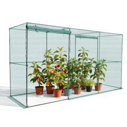 VEVOR Crop Cage, 11.6 x 3.9 x 6.3 ft Plant Protection Tent with Zippered Door, Wind-Resistant Tall Crop Cage, Easy to Install, Outdoor Raised Bed Cover, Tomato Plant Netting for Garden Patio Lawn