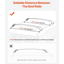 VEVOR Cross Bars Roof Racks, 165lbs Capacity, Compatible with Toyota Highlander 2014-2019 XLE, Limited, SE with Flush Roof Rails, Heavy Duty Aluminum Crossbar Racks Roof Rail Rooftop Luggage Canoe