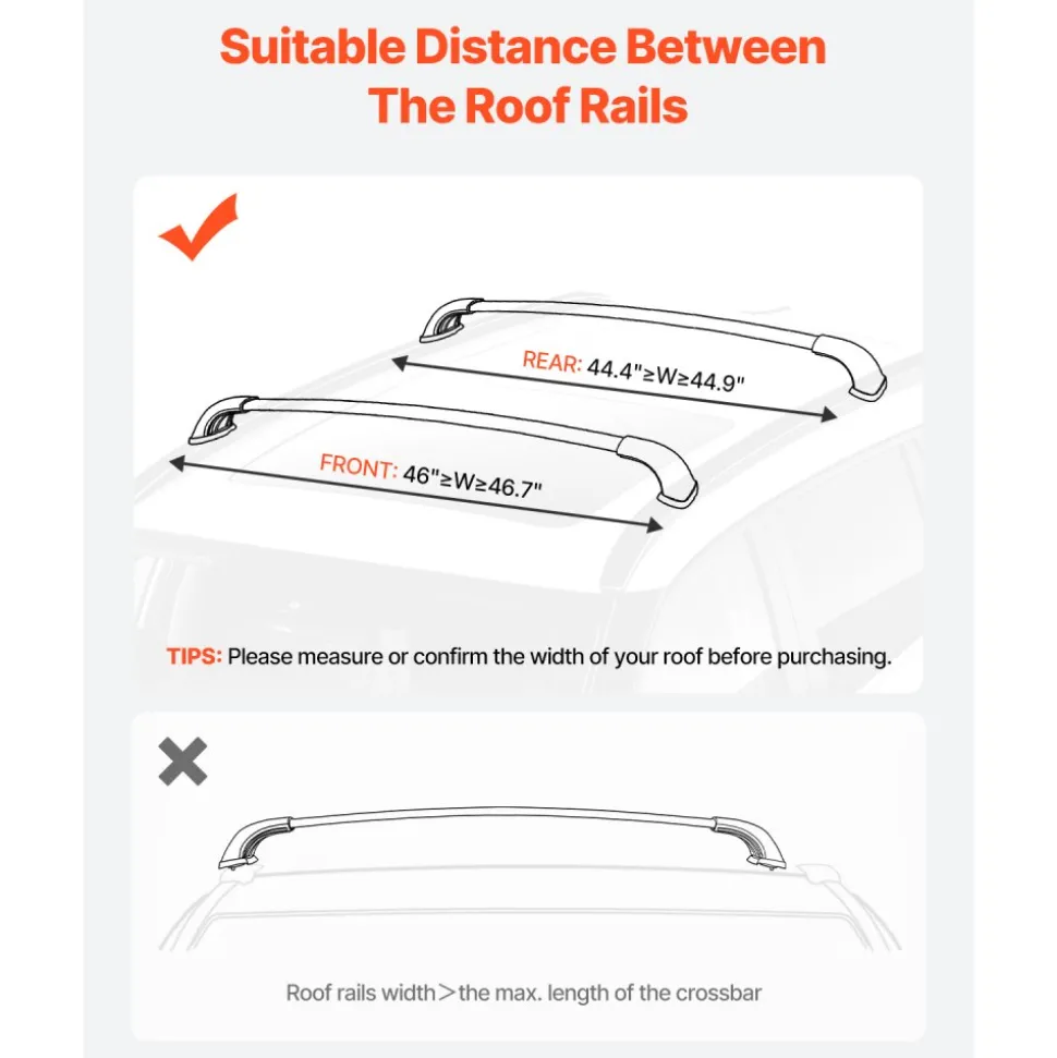 VEVOR Cross Bars Roof Racks, 165lbs Capacity, Compatible with Toyota Highlander 2014-2019 XLE, Limited, SE with Flush Roof Rails, Heavy Duty Aluminum Crossbar Racks Roof Rail Rooftop Luggage Canoe