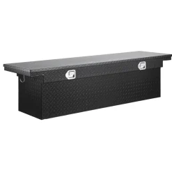 VEVOR Crossover Truck Tool Box, 71x27x18 In, Heavy Duty Aluminum Toolbox with Diamond Texture, Pick Up Truck Bed RV Trailer Toolbox, Waterproof Storage Organizer with Lock, Keys, Side Handles, Black