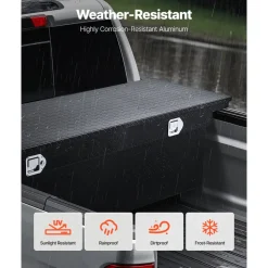 VEVOR Crossover Truck Tool Box, 71x27x18 In, Heavy Duty Aluminum Toolbox with Diamond Texture, Pick Up Truck Bed RV Trailer Toolbox, Waterproof Storage Organizer with Lock, Keys, Side Handles, Black