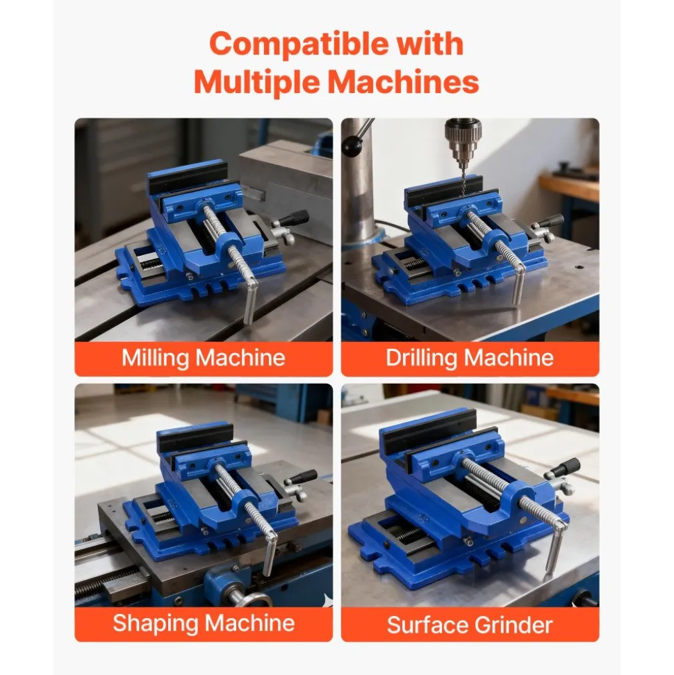 VEVOR Cross Slide Drill Press Vise, 4 Inch Jaw Width, 2 Way X-Y Axis Bench Vise, 3.5 Inch Max Jaw Opening, Heavy Duty Cast Iron, Workbench Vice Clamp, for Woodworking Drilling CNC Milling Machine