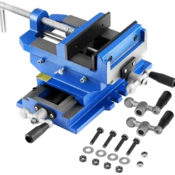 VEVOR Cross Slide Drill Press Vise, 4 Inch Jaw Width, 2 Way X-Y Axis Bench Vise, 3.5 Inch Max Jaw Opening, Heavy Duty Cast Iron, Workbench Vice Clamp, for Woodworking Drilling CNC Milling Machine