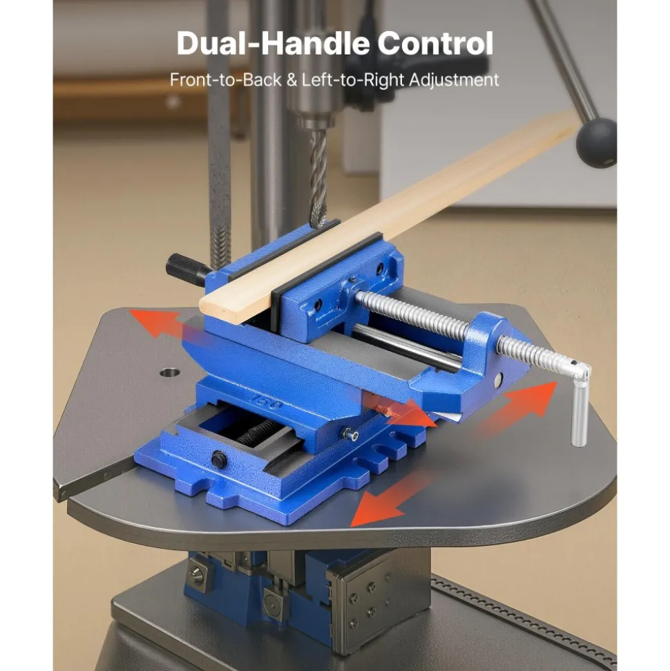 VEVOR Cross Slide Drill Press Vise, 4 Inch Jaw Width, 2 Way X-Y Axis Bench Vise, 3.5 Inch Max Jaw Opening, Heavy Duty Cast Iron, Workbench Vice Clamp, for Woodworking Drilling CNC Milling Machine