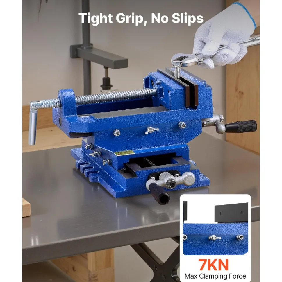 VEVOR Cross Slide Drill Press Vise, 6 Inch Jaw Width, 2 Way X-Y Axis Bench Vise, 5.7 Inch Max Jaw Opening, Heavy Duty Cast Iron, Workbench Vice Clamp, for Woodworking Drilling CNC Milling Machine