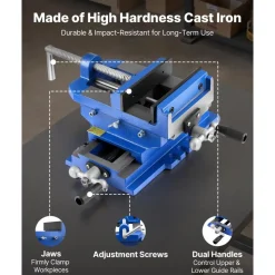 VEVOR Cross Slide Drill Press Vise, 6 Inch Jaw Width, 2 Way X-Y Axis Bench Vise, 5.7 Inch Max Jaw Opening, Heavy Duty Cast Iron, Workbench Vice Clamp, for Woodworking Drilling CNC Milling Machine