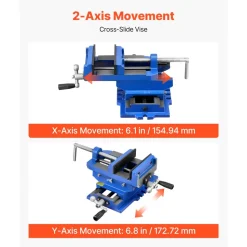 VEVOR Cross Slide Drill Press Vise, 6 Inch Jaw Width, 2 Way X-Y Axis Bench Vise, 5.7 Inch Max Jaw Opening, Heavy Duty Cast Iron, Workbench Vice Clamp, for Woodworking Drilling CNC Milling Machine