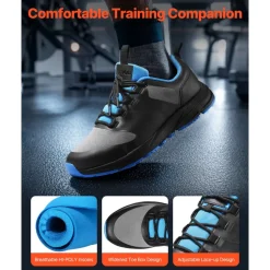 VEVOR Cross Training Shoes, M Width Sneakers US Size 9, Wide Toe Box Shoes with Arch Support & Adjustable Lace-up, Training Shoes for Running, Gymnastics, Dog Walking, and Weightlifting (Black)