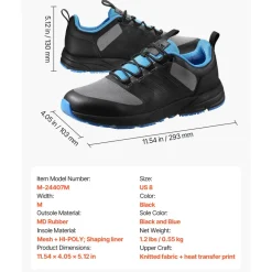 VEVOR Cross Training Shoes, M Width Sneakers US Size 8, Wide Toe Box Shoes with Arch Support & Adjustable Lace-up, Training Shoes for Running, Gymnastics, Dog Walking, and Weightlifting (Black)