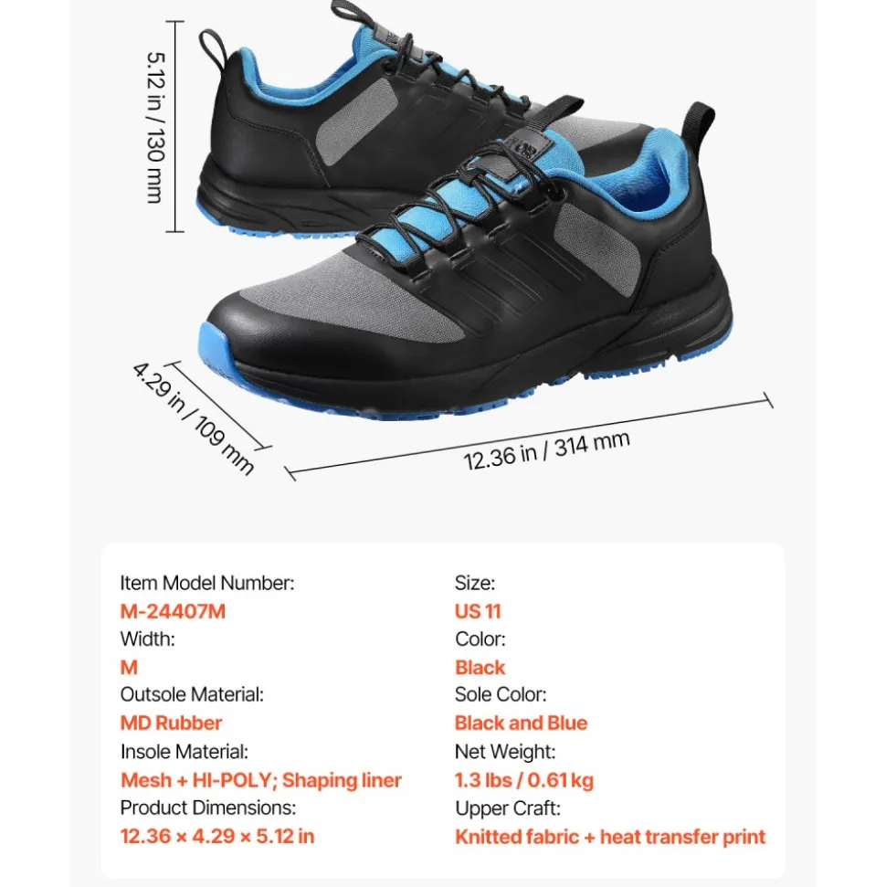 VEVOR Cross Training Shoes, M Width Sneakers US Size 11, Wide Toe Box Shoes with Arch Support & Adjustable Lace-up, Training Shoes for Running, Gymnastics, Dog Walking, and Weightlifting (Black)