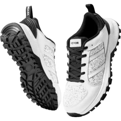 VEVOR Cross Training Shoes, W Width Sneakers US Size 8, Wide Toe Box Shoes with Arch Support & Adjustable Lace-up, Training Shoes for Running, Gymnastics, Dog Walking, and Weightlifting (White)