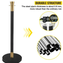 VEVOR Crowd Control Stanchion, Set of 6 Pieces Stanchion Set, Stanchion Set with 5 ft/1.5 m Black Velvet Rope, Black Crowd Control Barrier with Sturdy Concrete and Metal Base – Easy Connect Assembly