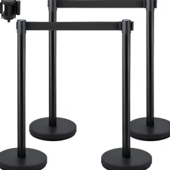 VEVOR Crowd Control Stanchion, Set of 4 Pieces Stanchion Set, Stanchion Set with 5 ft/1.5 m Red Velvet Rope, Crowd Control Barrier