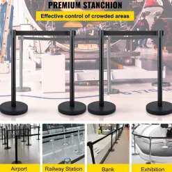 VEVOR Crowd Control Stanchion, Set of 4 Pieces Stanchion Set, Stanchion Set with 5 ft/1.5 m Red Velvet Rope, Crowd Control Barrier