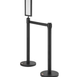 VEVOR Crowd Control Stanchions, 6-Pack Crowd Control Barriers, Carbon Steel Baking Painted Stanchion Queue Post with Sign Holder & 3PCS 6.5FT Retractable Belt, Belt Barrier Line Divider, Easy Assembly