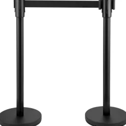VEVOR Crowd Control Stanchion, Set of 8 Pieces Stanchion Set, Stanchion Set with 6.6 ft/2 m Black Retractable Belt, Black Crowd Control Barrier with Concrete and Metal Base – Easy Connect Assembly