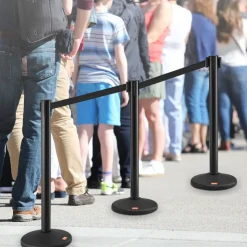 VEVOR Crowd Control Stanchions, 8-Pack Crowd Control Barriers with 4PCS 6.5FT Black Retractable Belts, Plastic Stanchion Queue Post, Belt Barriers Line Divider Stanchion Set for Airport, Exhibition