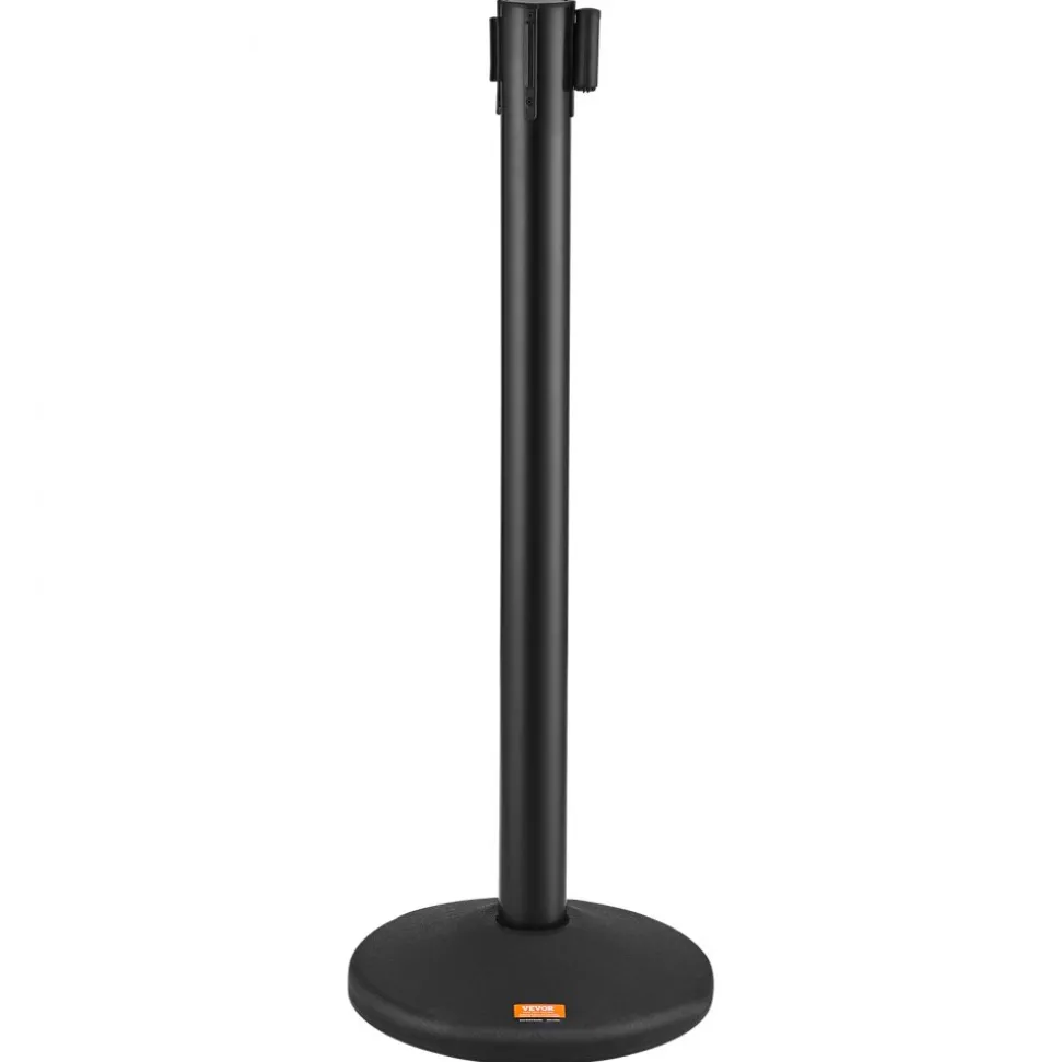 VEVOR Crowd Control Stanchions, 8-Pack Crowd Control Barriers with 4PCS 6.5FT Black Retractable Belts, Plastic Stanchion Queue Post, Belt Barriers Line Divider Stanchion Set for Airport, Exhibition