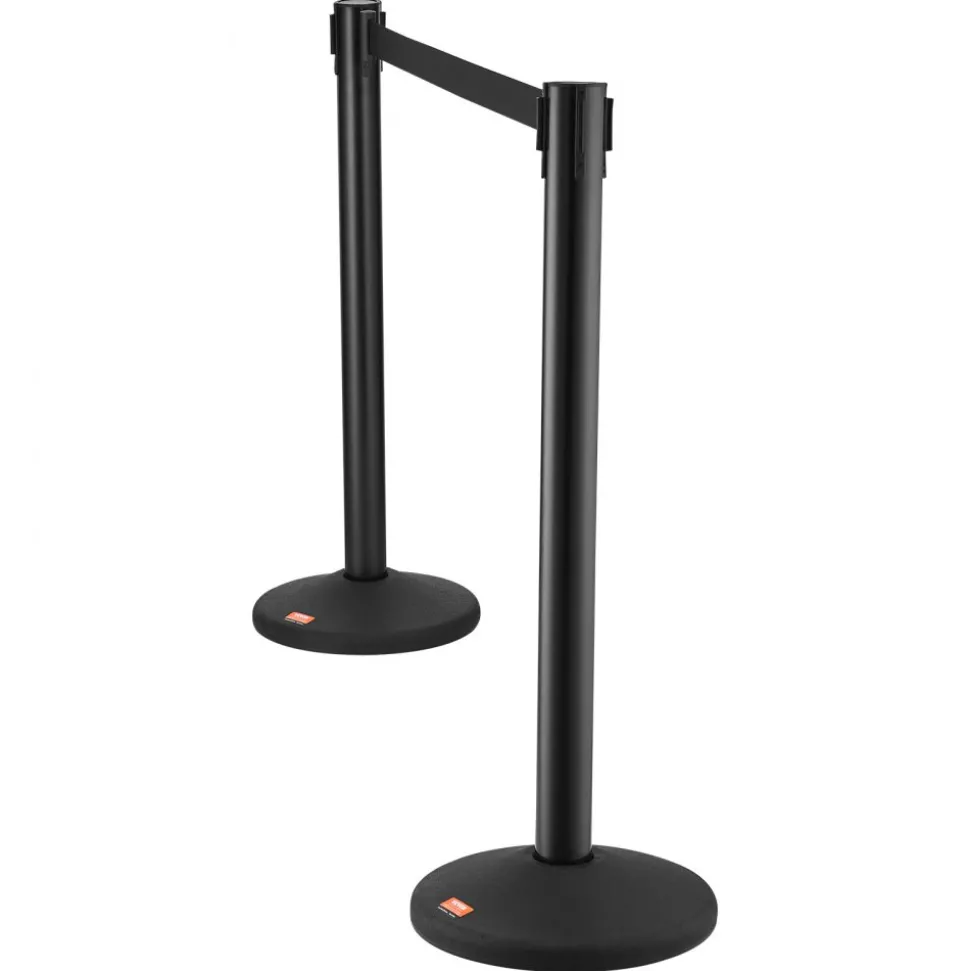 VEVOR Crowd Control Stanchions, 8-Pack Crowd Control Barriers with 4PCS 6.5FT Black Retractable Belts, Plastic Stanchion Queue Post, Belt Barriers Line Divider Stanchion Set for Airport, Exhibition