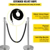 VEVOR Crowd Control Stanchion, Set of 2 Pieces Stanchion, Stanchion Set with 5 ft/1.5 m Black Velvet Rope, Silver Crowd Control Barrier with Sturdy Concrete and Metal Base – Easy Connect Assembly