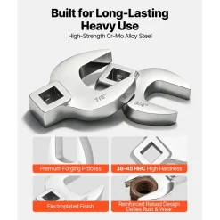 VEVOR Crowfoot Wrench Set, 3/8" Drive, 22-Piece Metric and SAE Size Crows Foot Wrenches, Cr-Mo Alloy Steel, with Storage Tray, Dual Size Markings on Tools and Tray, for Auto Maintenance or Repairs