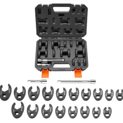 VEVOR Crowfoot Wrench Set, 3/8" Drive, 20-Piece Metric and SAE Size Flare Nut Crows Foot Wrenches, with Storage Case, Dual Size Markings on Tools and Case, for Auto Maintenance