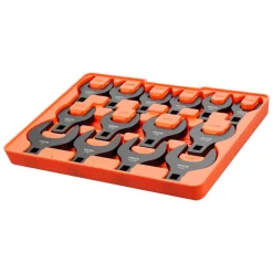 VEVOR Crowfoot Wrench Set, 1/2" Drive, 14-Piece SAE 1-1/16" to 2" Crows Foot Wrenches, with Storage Tray, Dual Size Markings on Tools and Tray, for Auto Maintenance or Repairs