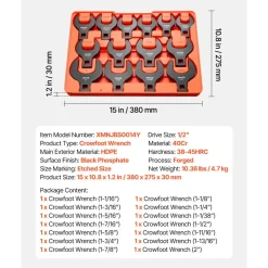 VEVOR Crowfoot Wrench Set, 1/2