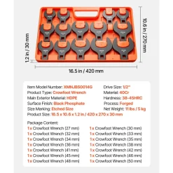 VEVOR Crowfoot Wrench Set, 1/2