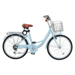 VEVOR Cruiser Bike, 1-Speed, 26-Inch Light Blue Beach Cruiser Bike with Large Capacity Basket and Rear Rack, Secure & Sturdy Cruiser Bike with Adjustable Seat, Fits for Cycling, Exercise & Shopping